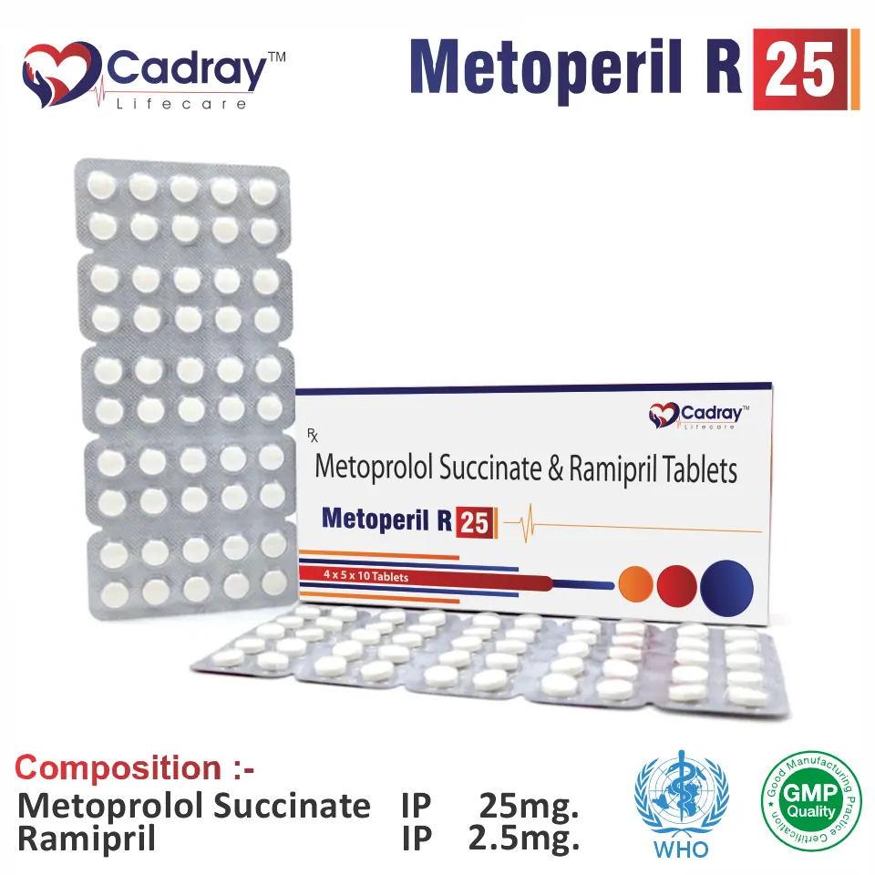 Metoprolol Succinate 25mg + Ramipril 2.5mg | Antihypertensive | Best price for PCD Pharma Franchise in Delhi